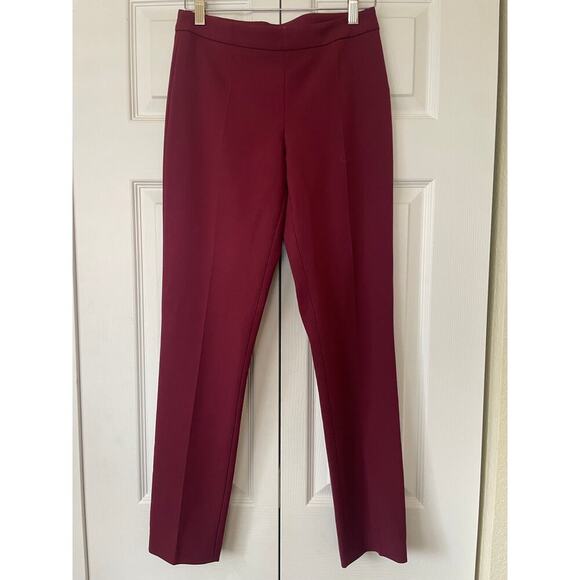 NWT Hugo Boss Tiluna Side Zip Burgundy Pull On Cotton Blend Ankle Pants • Size 0 - Picture 3 of 6